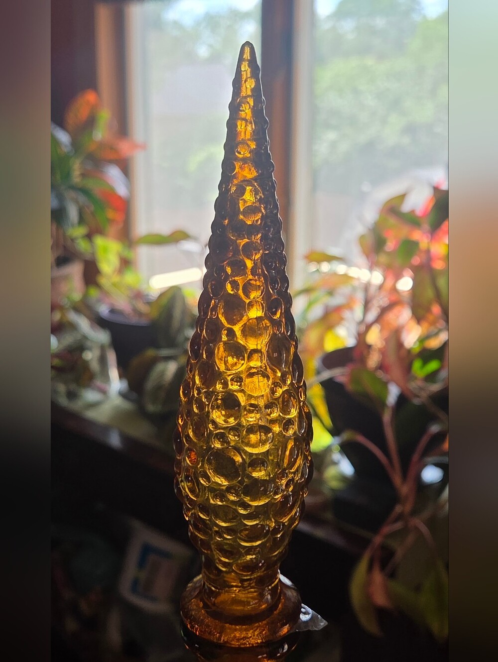 Vintage Empoli Amber Genie Bottle Glass Decanter 1960s with Stopper - Picture 3 of 6